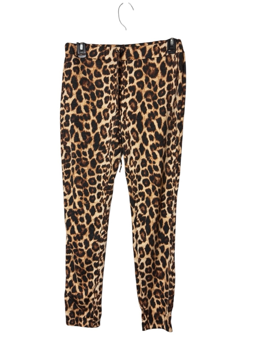 Olivia Rae Leopard Print Brown & Black Jogger Style Drawstring Pants Size M